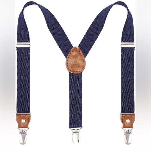 Adjustable Toddler Boys Kids Children’s Suit Suspenders Navy Blue Brown 1T 2T 3T - Picture 1 of 6